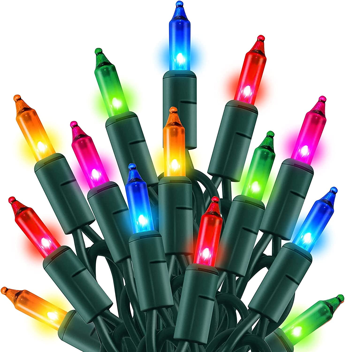 Christmas Lights, Retro Mini Christmas Tree Lights, 8 Lighting Modes. 33FT 100 LED Waterproof Xmas String Lights for Outdoor Indoor Home Party Yard Decorations(Multicolor)