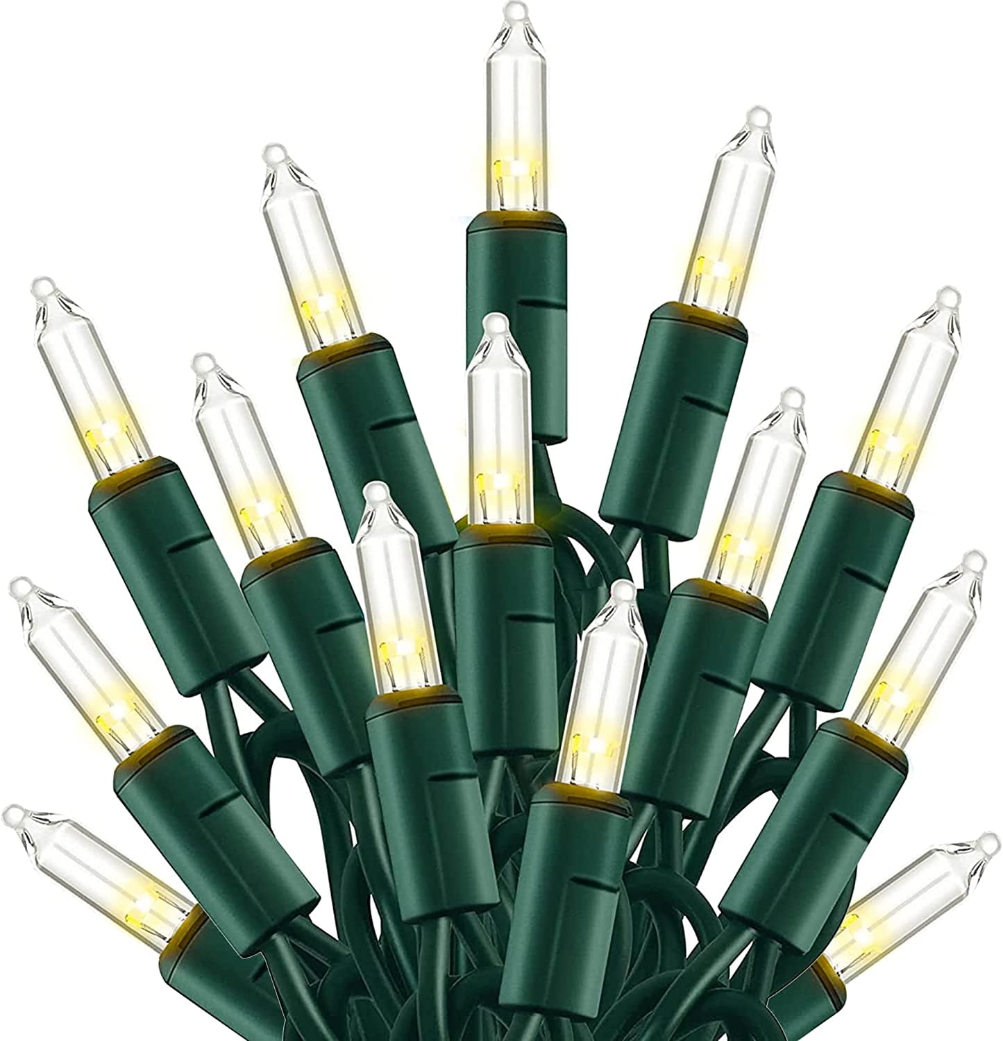 Christmas Lights, Retro Mini Christmas Tree Lights, 8 Lighting Modes. 33FT 100 LED Waterproof Xmas String Lights for Outdoor Indoor Home Party Yard Decorations(Warm White)