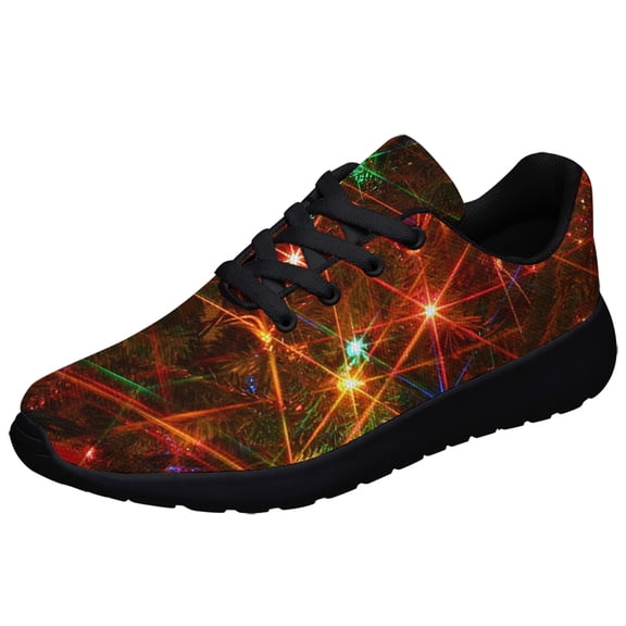 Christmas Lights Shoes Womens Fashion Casual Shoes Mens Breathable Trail Running Sneakers Christmas Gifts for Girl Boy Black Size 12
