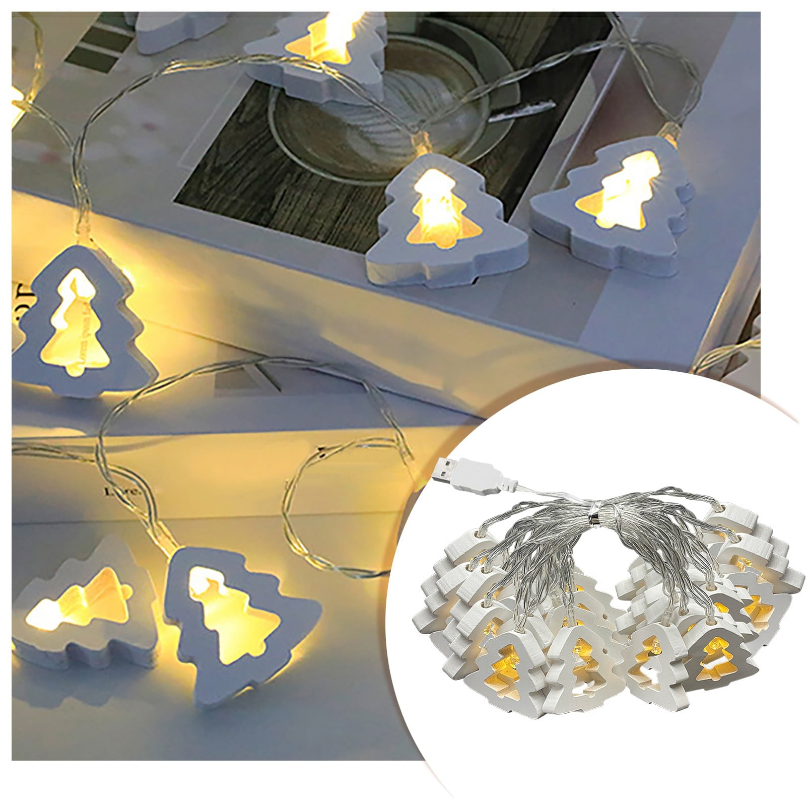 Christmas Lights Small Light String Christmas Lights LED Wooden Tree