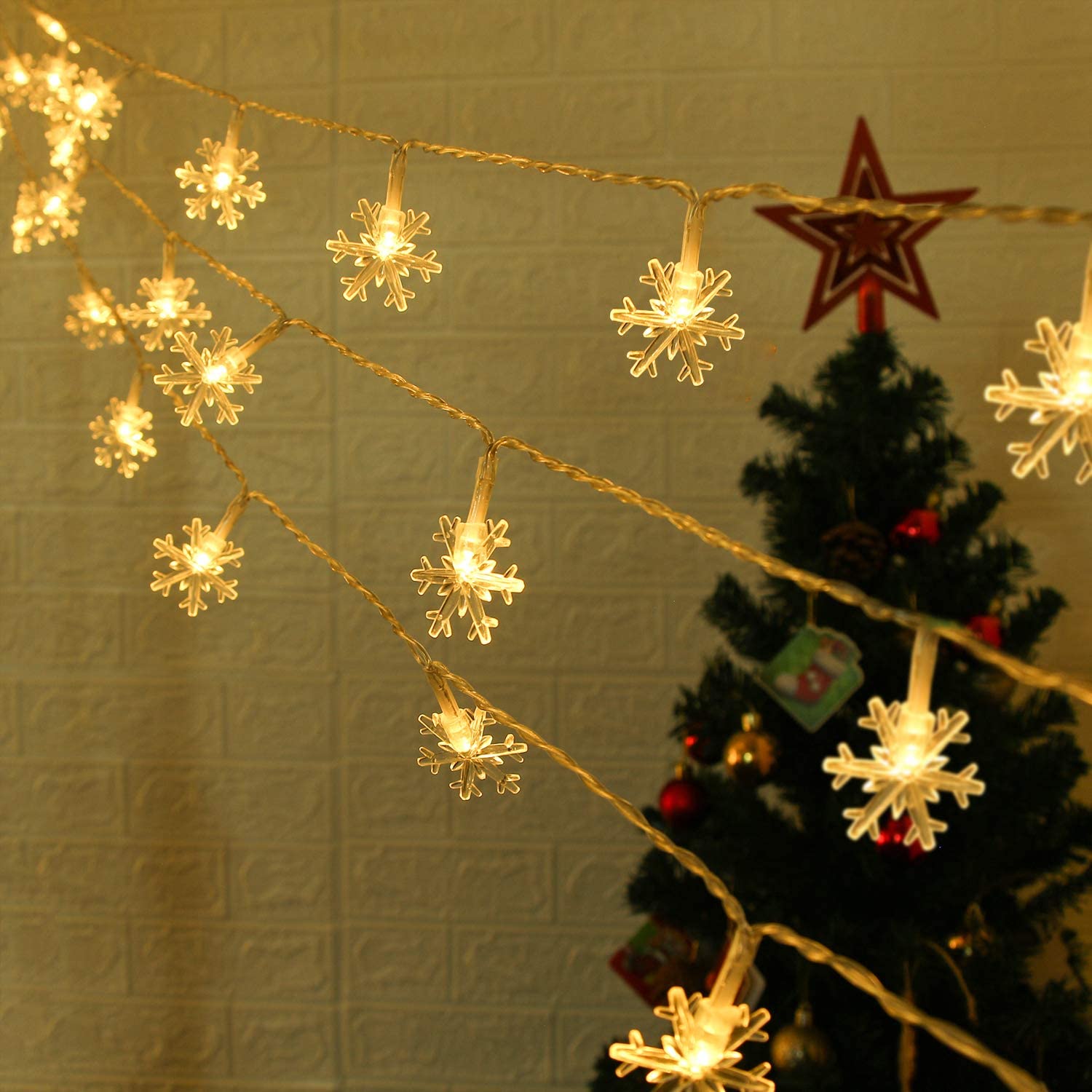 Christmas Lights Snowflake Lights String LED Fairy Lights Snowflake