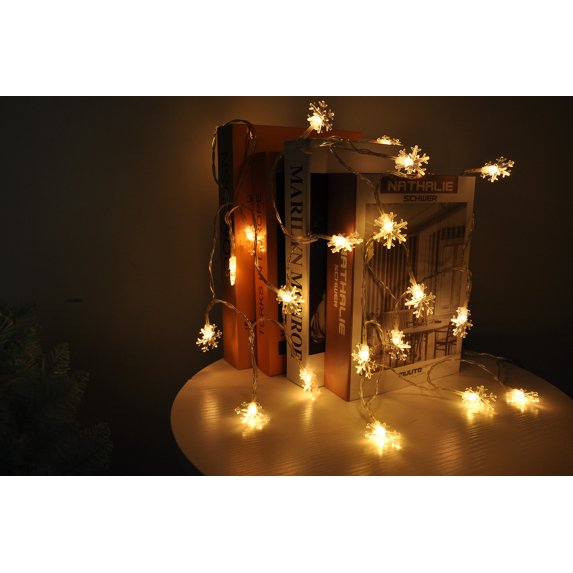 Christmas Lights,Snowflake String Lights Battery Operated Waterproof 9.8ft, 20 LED Fairy Lights for Xmas Garden Patio Party Decor Christmas Decorations,Warm White