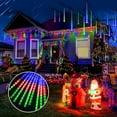 thumbnail image 1 of Christmas Lights, String Lights Outdoor, Meteor Shower Lights Outdoor 12 inch 8 Tube 192 LED Meteor Lights, Raindrop Snowfall Lights for Tree Yard Party Patio Christmas Decor Lights, Multicolors, 1 of 9