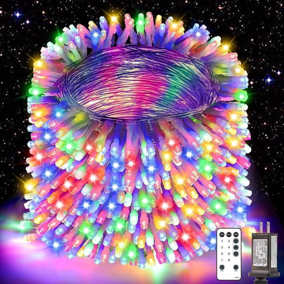 Christmas Lights String Outdoor Indoor, Xmas Tree Decorations Lights, Plug in Twinkle Fairy Light with Remote Timer Dimmable for Room Yard Holiday Party Wedding Decor (Multicolor, 108FT 300 LED)