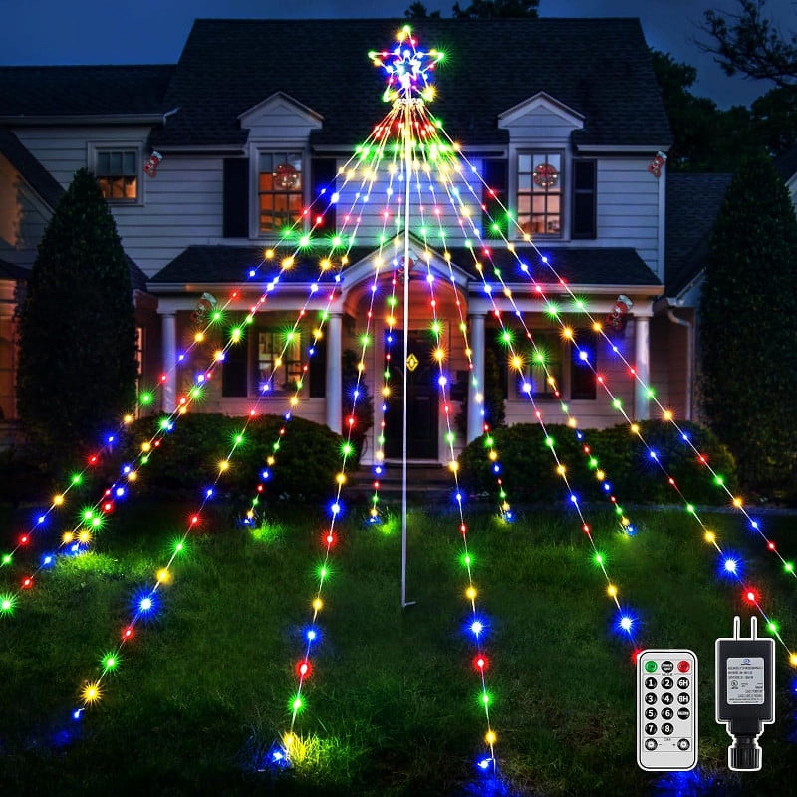 Christmas Lights Tree 340LED with Topper Star, IP67 Waterproof Remote