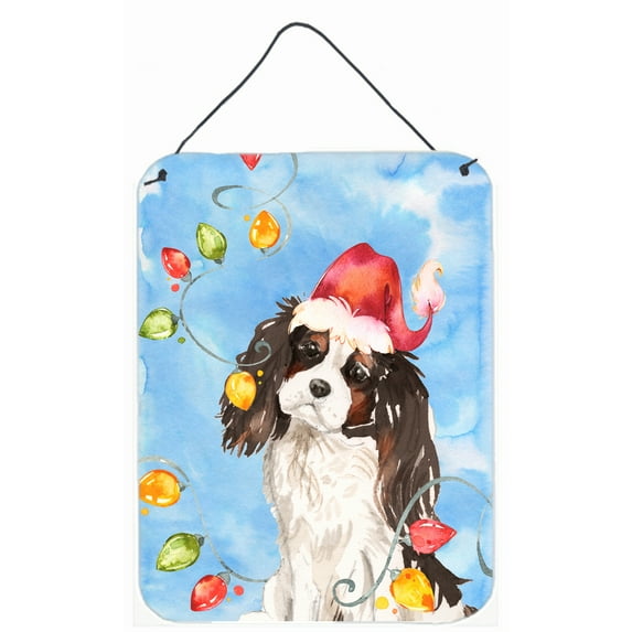 Christmas Lights Tricolor Cavalier Spaniel Wall or Door Hanging Prints