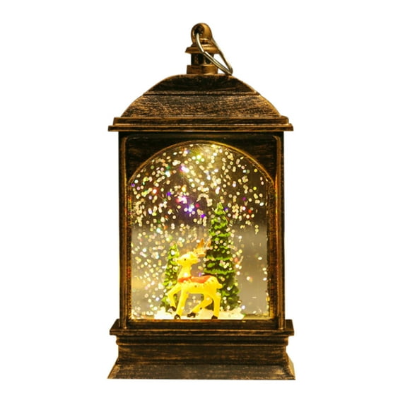 Christmas Lights, Vintage Christmas Lantern Ornament, Christmas Simulation Small Oil Lamp, Mini Decorative Lantern for Christmas Scene Decoration, Water Filling Snowflake Night Lamp, Battery-Powered