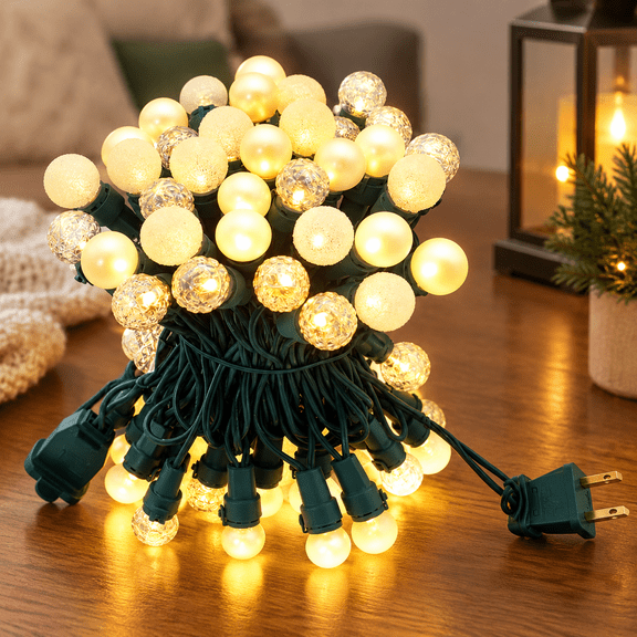 Christmas Lights Warm White 70 LED G15 Glass Blubs Globe String Light Plug in Outdoor Indoor String Light for Holiday Party Christmas Tree Patio Party Garden Yard Gazebo Wedding Decor