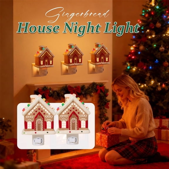 Christmas Lights for Decorations Indoor Gingerbread House Night Light
