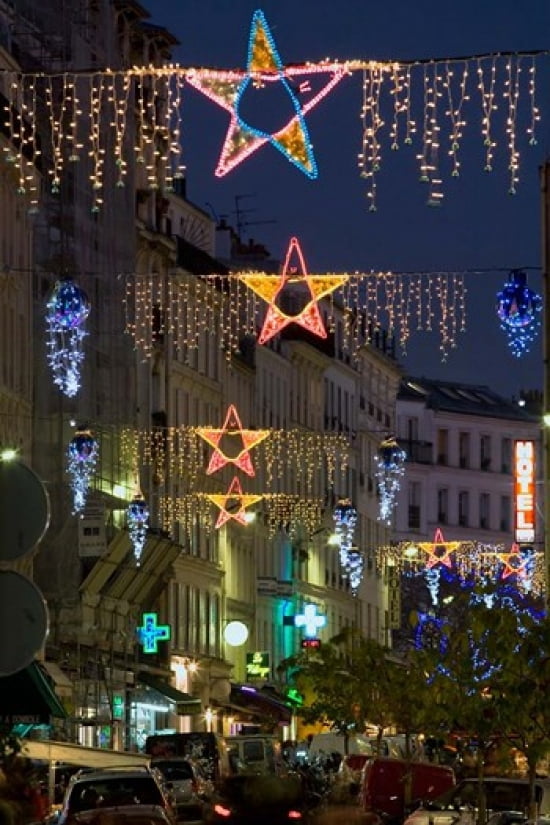 Christmas Lights in Paris Canvas Art - David Barnes DanitaDelimont (18 x 26)