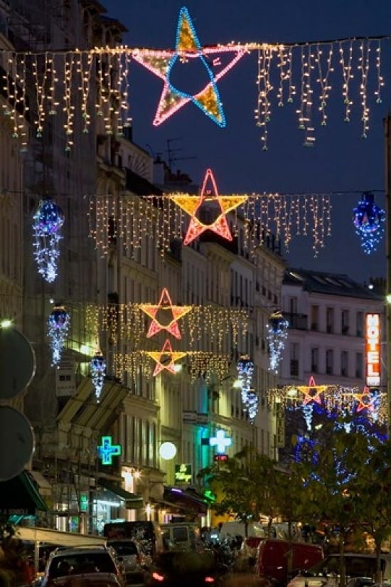 Christmas Lights in Paris Canvas Art - David Barnes DanitaDelimont (24 x 36)