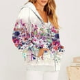 thumbnail image 1 of Christmas Lightweight Sweatshirt Zipper for Women 2024 Fall Oversized Long Sleeve Hooded Drawstring Sweatshirts Pockets Wildflower Print Jacket Coat for Women Winter Jackets for Women 2024, 1 of 5