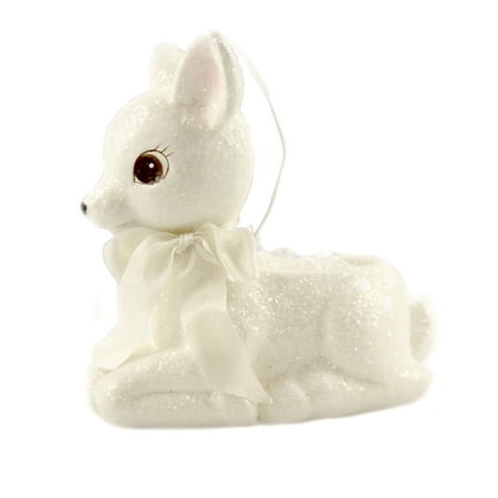 Christmas Lil Pastel Reindeer Bucket Polyresin Christmas Glittered Tl9425 White