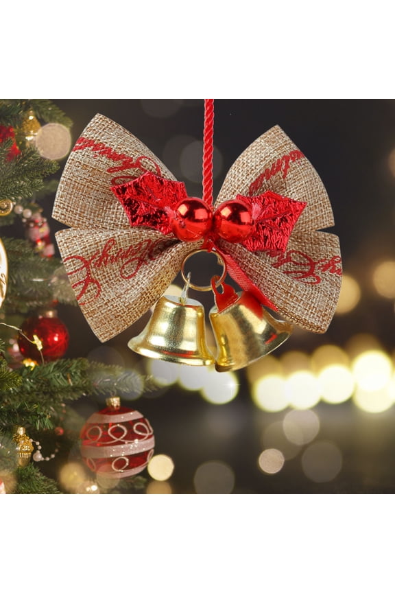 Christmas Linen Bow Mini Tree Ornament,Small Holiday Decorations,Rustic Style Hanging Pendant for Christmas Tree Wreath,Gift Package Decor,Festive Home Decor Accessories Clearance