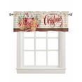 thumbnail image 1 of Christmas Linen Curtain Valance for Bedroom/Bathroom/Kitchen/Office/Living/Dining Room Window,Red Plaid Xmas Berry Botanical Rustic Rod Pocket Topper Decorative Cafe Drapes Panel 54"x18", 1 of 6