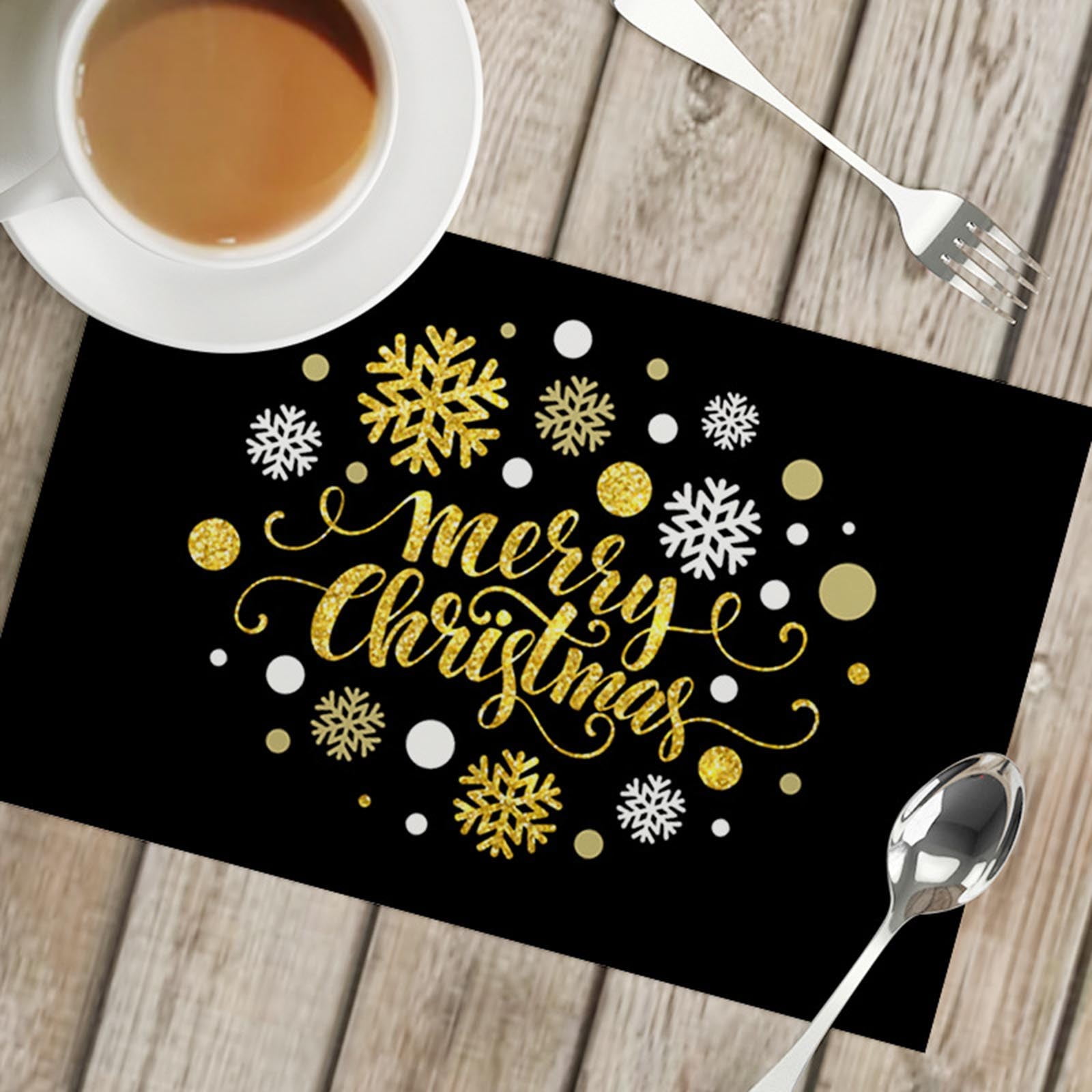 Christmas Linen Placemat Insulated Mat Table Party Home Napkins Holiday
