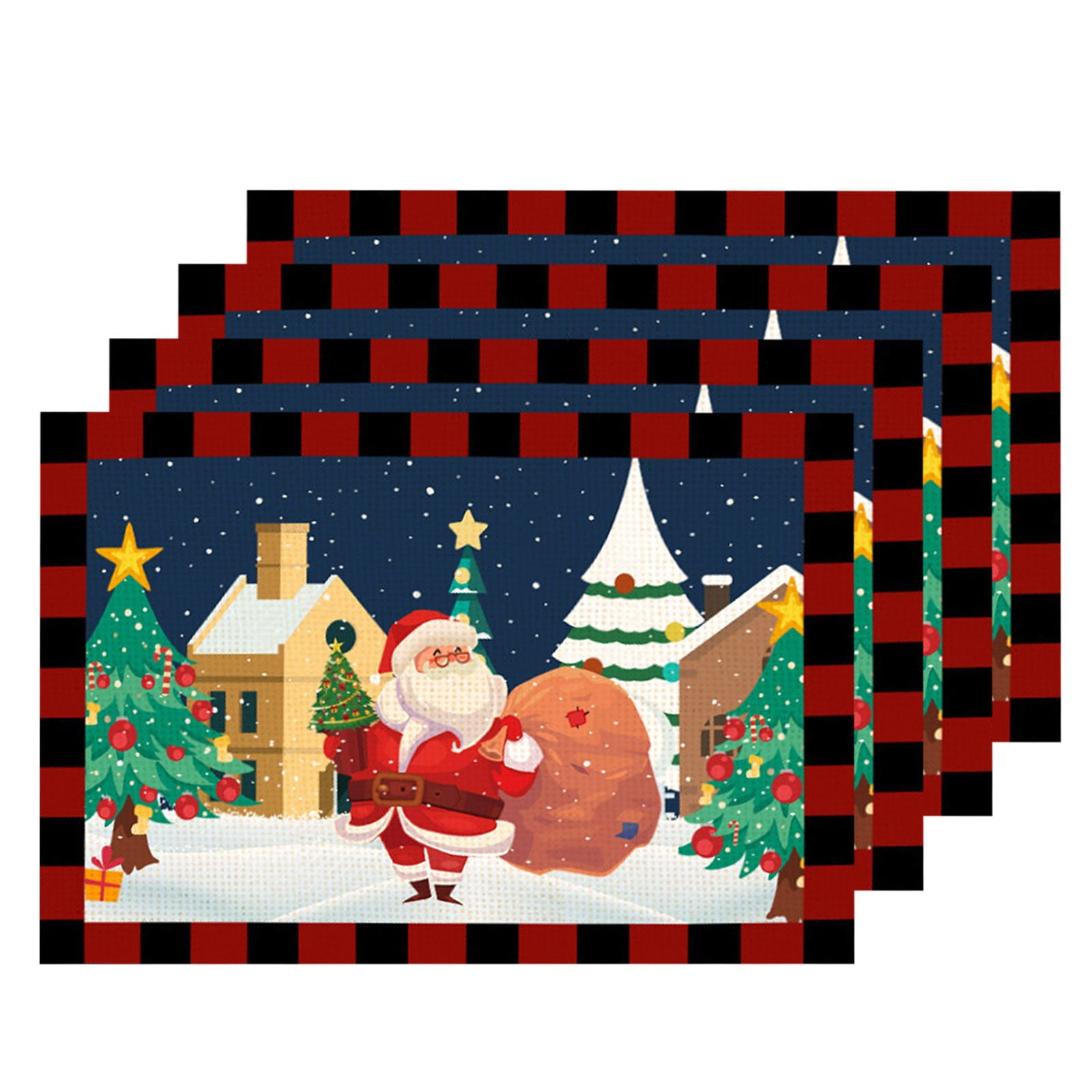 Christmas Linen Printed Placemat Western Restaurant Decorative Heat