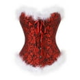 thumbnail image 1 of Christmas Lingerie Corset Top Christmas Outfits for Women Lingerie Satin Santa Costume Red Furry Lace Boned Bustier Top, 1 of 9