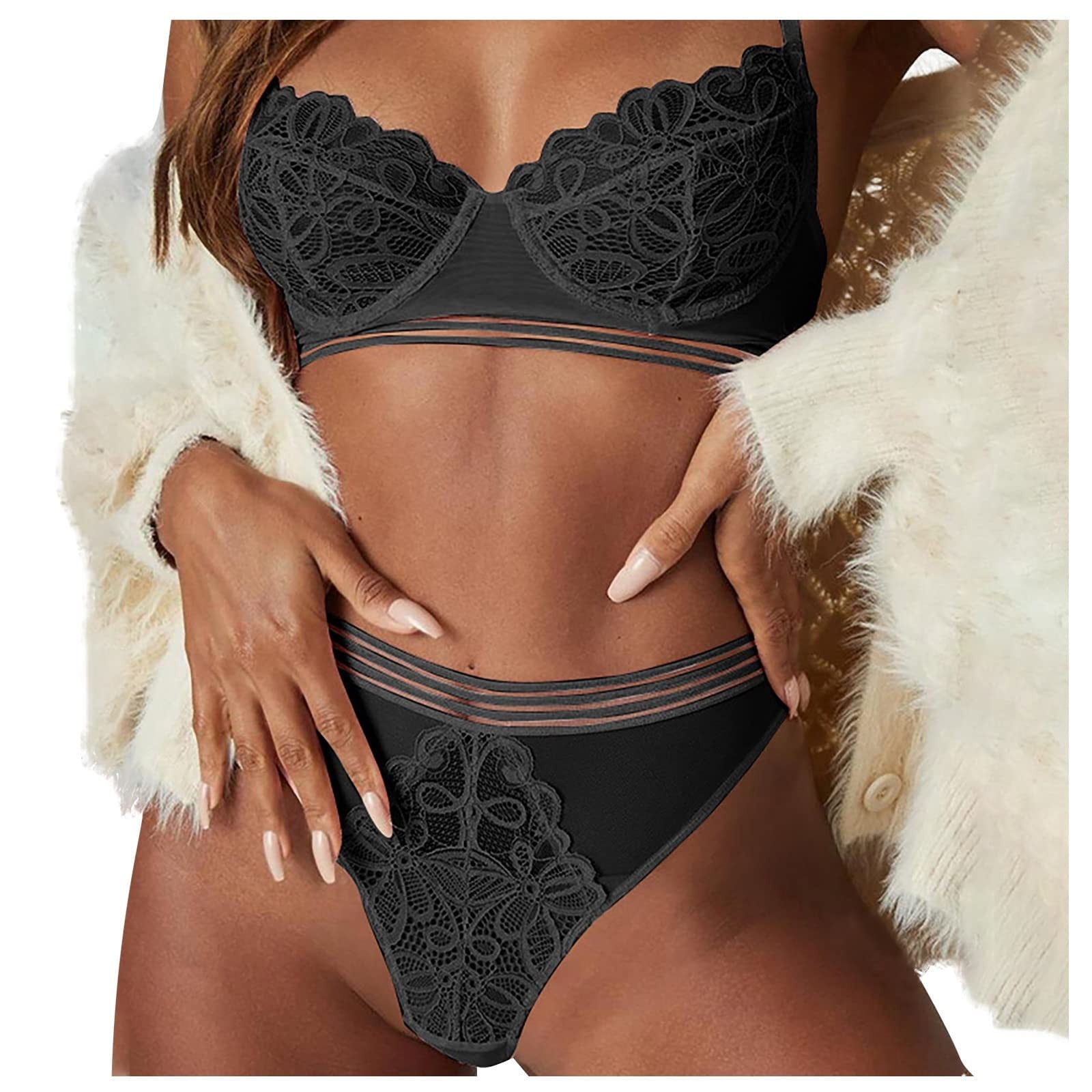 VerPetridure Sexy Lingerie for Women Plus Size Breast Support Underwear  Temptation Perspective Suit Nightdress Hollow Lace Hot