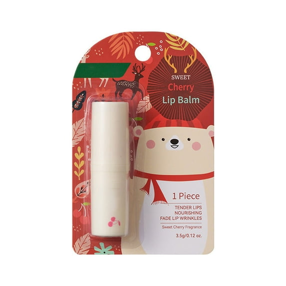 Christmas Lip Balms, Natural Balms Moisturizing Lip Balm for Dry Cracked Lips Christmas Party Gifts Stocking Stuffers for Women Men Girl Staff Coworkers Teacher, Cherry