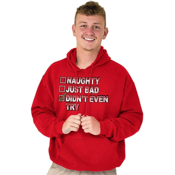 Christmas List Naughty Bad Didn't Try Unisex Plus Fleece Graphic Hoodie Brisco Brands 3X