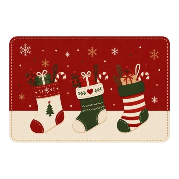 Christmas Living Room Floor Mat, Soft Washable Christmas Doormat, Winter Themed Non Slip Xmas Area Rug For Bedroom Sofa Indoor Holiday Decor