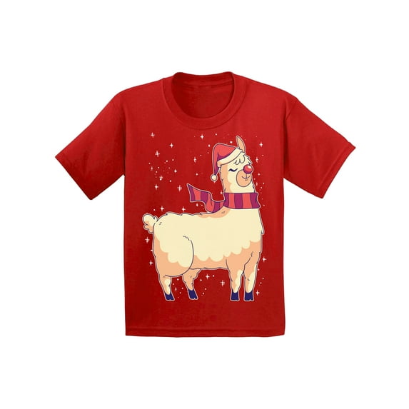 Christmas Llama Kids Shirt Funny Xmas T-Shirt for Children Girls Boys Happy Holidays New Year Gifts