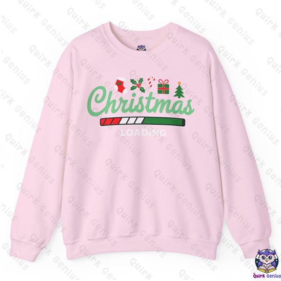 Christmas Loading Sweatshirt – Fun & Festive Holiday Countdown Design Cozy Christmas Apparel & Unique Gift- M (Light Pink)