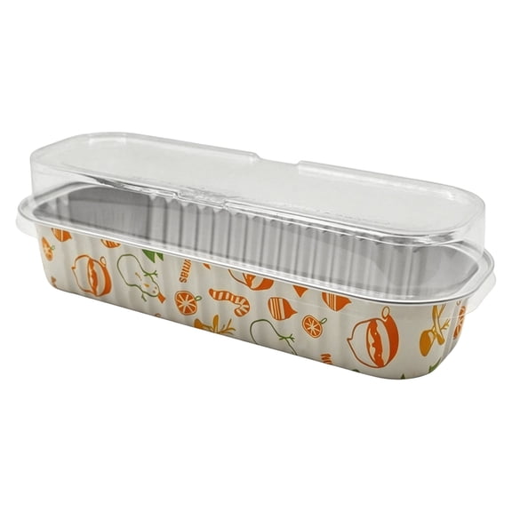 Christmas Loaf Pan with Lid, Disposable Aluminum Alloy Baking Pans with Xmas Pattern, Rectangular Bread Containers for Cakes, Meatloaf, Baked Goods Oven & Freezer Safe, 5.91x1.85x1.22 in