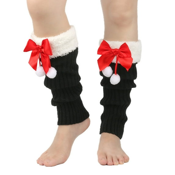 Christmas Long Boot Socks For Womens Party Ribbed Knitted Bowknot Leg Warm Cute Crochet Fashion Winter Socks For Girls Womens,Z1-Black,One Size
