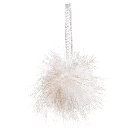 Christmas Long Fuzzy PomPom Ornaments, Soft Hanging Decorations with Loops for Xmas Tree, Wreath & Holiday Home Décor