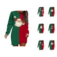 thumbnail image 1 of Christmas Long Hoodies for Women 2025 Long Sleeve Color Block Graphic Hooded Sweatshirt Hoodie Dress Pullover Tops, 1 of 5