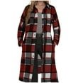thumbnail image 1 of Christmas Long Plaid Shirt Women Button up Long Sleeve Flannel Tops Lapel Collared Flannel Jackets with Side Pockets Chest Pockets, 1 of 5