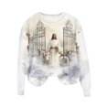 thumbnail image 1 of Christmas Long Sleeve Pullover Shirts for Women Graphic Jesus Printed Round Neck Sweatshirt Loose Holiday Tops (L, White 01), 1 of 5
