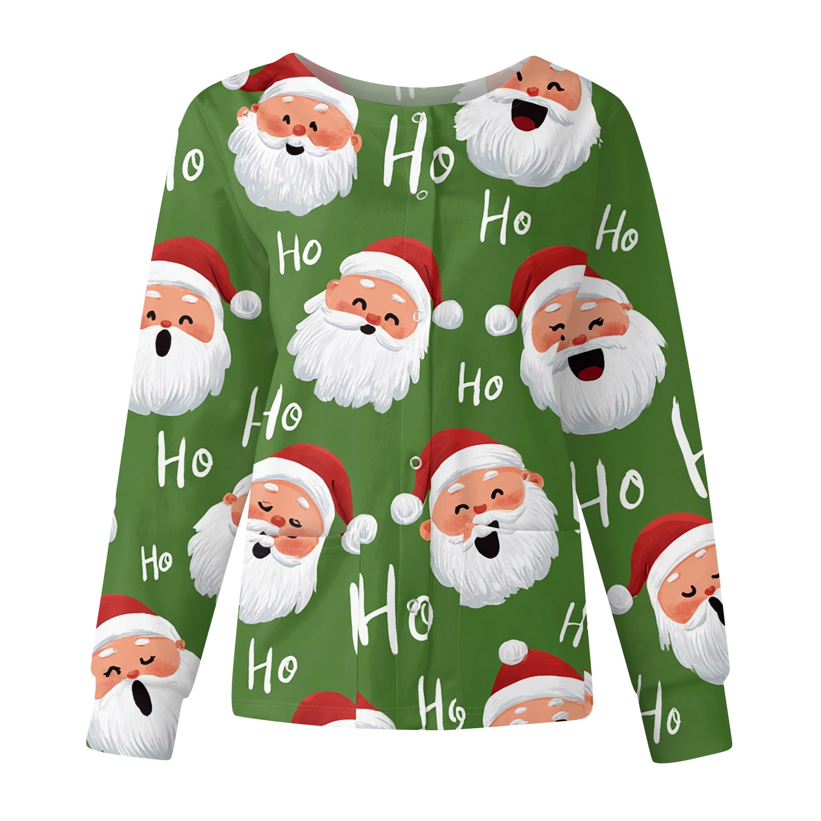 Christmas Long Sleeve Scrub Shirts for Women Cute Xmas Printed Scrubs Top  Jacket Loose Fit Christmas Holiday Fun Nurse Working Uniforms - Walmart.com, image size:1600x1600
