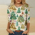 thumbnail image 1 of Christmas Long Sleeve Shirts for Women Aloohaidyvio Christmas T Shirt for Women 3/4 Sleeve Tops Round Neck Loose Casual Blouses, 1 of 5