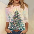 thumbnail image 1 of Christmas Long Sleeve Shirts for Women Aloohaidyvio Women's Casual 3/4 Sleeve Christmas T-Shirts Round Neck Cute Tunic Tops Basic Tees, 1 of 5