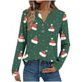 thumbnail image 1 of Christmas Long Sleeve Shirts for Women Aofany Women's Casual Long Sleeve Christmas T-Shirts Cute Tunic Tops Tees Basic Henley Shirt, 1 of 5