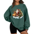 thumbnail image 1 of Christmas Long Sleeve Shirts for Women Thin Fleece Round Neck Christmas Print Loose Hoodless Sweatshirt, 1 of 5