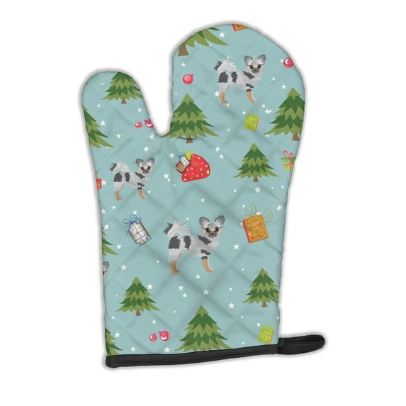 Christmas Longhair Merle Chihuahua Oven Mitt