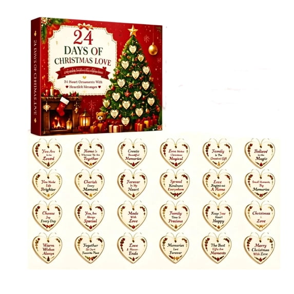 Christmas Love Advent Calendar, 24-Day Christmas Countdown, Surprise Unlock Design, 2D Acrylic Christmas Tree Pendants, Xmas Gift for Couples, Families