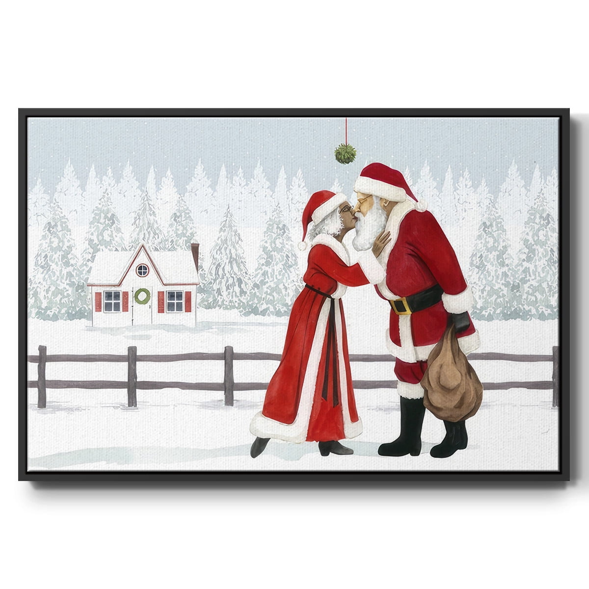 Christmas Love Collection A - Framed Gallery Wrapped Holiday Canvas - 25 x 37 - Black Frame