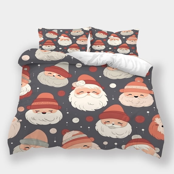 Christmas Lovely Bed Gift Cartoon Santa Claus Comforter Cover Pillowcase Kid Festival Home Bedding Suit