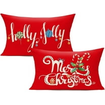 Christmas Lumbar 12x20 Throw Pillow Covers Set of 2 Winter Xmas Navidad Decorations Indoor Outdoor Home Holiday Décor Ornaments Cushion Covers for Couch Chair Sofa, Gnomes Tree Snowman