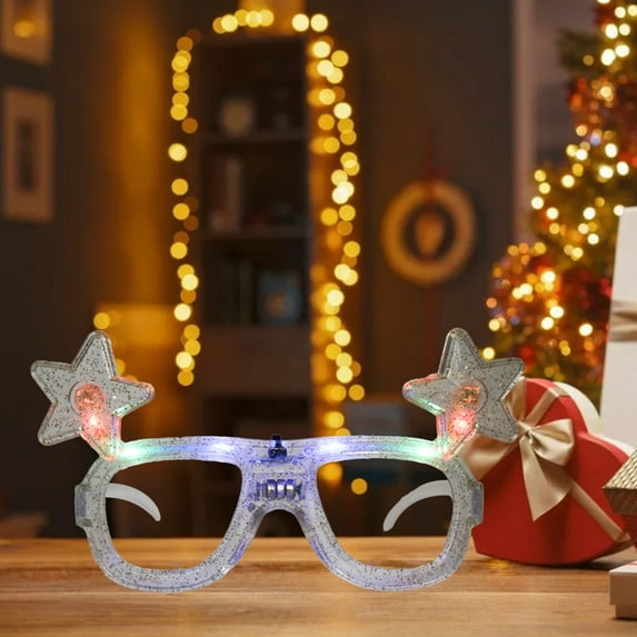 Christmas Luminous LED Glasses - Adult Festive Party Quirky Accessories, Sparkling Photo Prop Frames, Suitable for Christmas Birthdays Festive Role-Playing Supplies