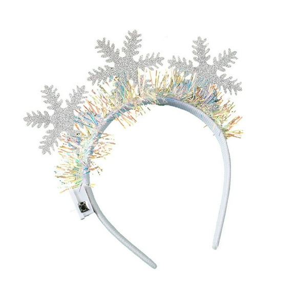 Christmas Luminous Snowflake Headband with Light Headdress Festive Glowing Accessory