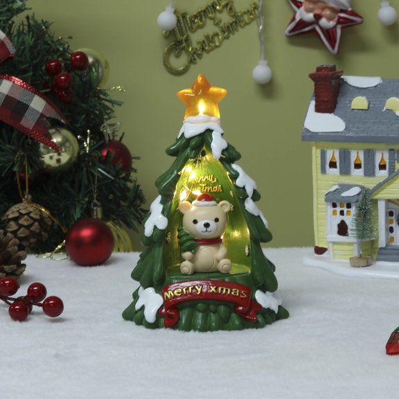 Christmas Luminous Snowman Ornament Resin Light Up Decor for Home Tabletop Bedside Festive Holiday Atmosphere(A)