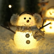 Christmas Luminous Snowman Ornaments - Plaid Striped Scarf Decorative Figurines, Glowing Design Adds Festive Atmosphere, Ideal Desktop Decor for Home, Durable & Cute​,B,1pcs