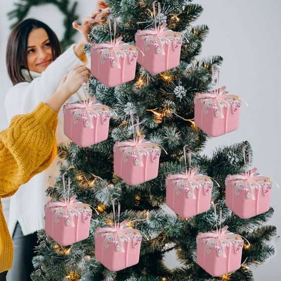 Christmas Macaron Candy Ornament Small Foam Sweet Holiday Tree Pendant,Ultra-Light Cute Dessert Theme Hanging Decorations,Gift Box Window Bag Seasonal Party Scenes for Festive Atmosphere-B