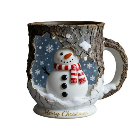 Christmas Magic Crackle Glaze Ceramic Mug for Hot Cocoa and Coffee, Microwave and Dishwasher Safe Holiday Drinkware(C)